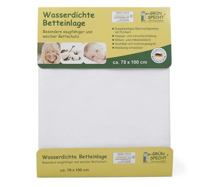 Vízálló védelem gyermek matrachoz, 70X100cm kétoldalas pamut, automata mosás 95°C, Gruenspecht 164-00