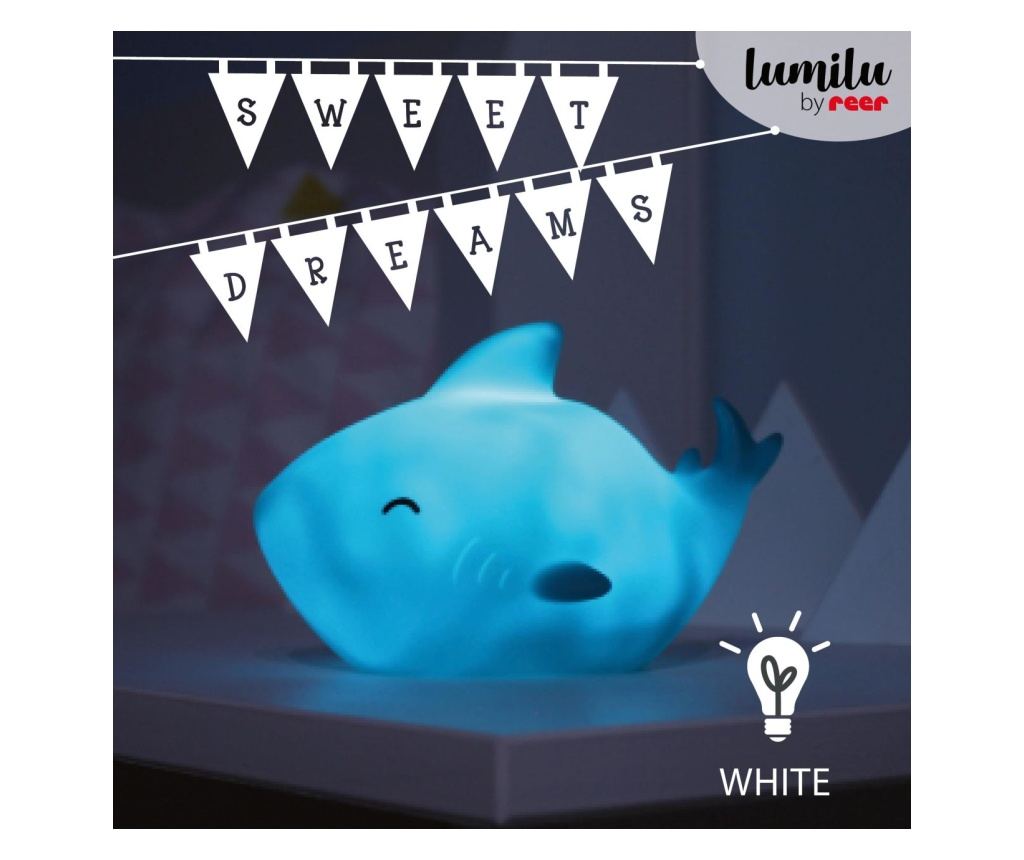 LED noćno svjetlo s timerom, oblik morskog psa, plavo, Lumilu Sea Life Shark, Reer 52303 - 3