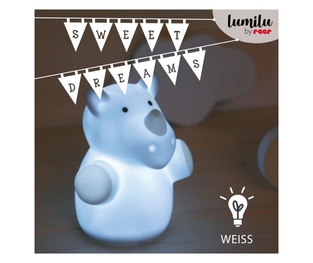 LED noćno svjetlo, oblik nosoroga, plavo, Lumilu Mini Zoo Rhino, Reer 52343 - 3