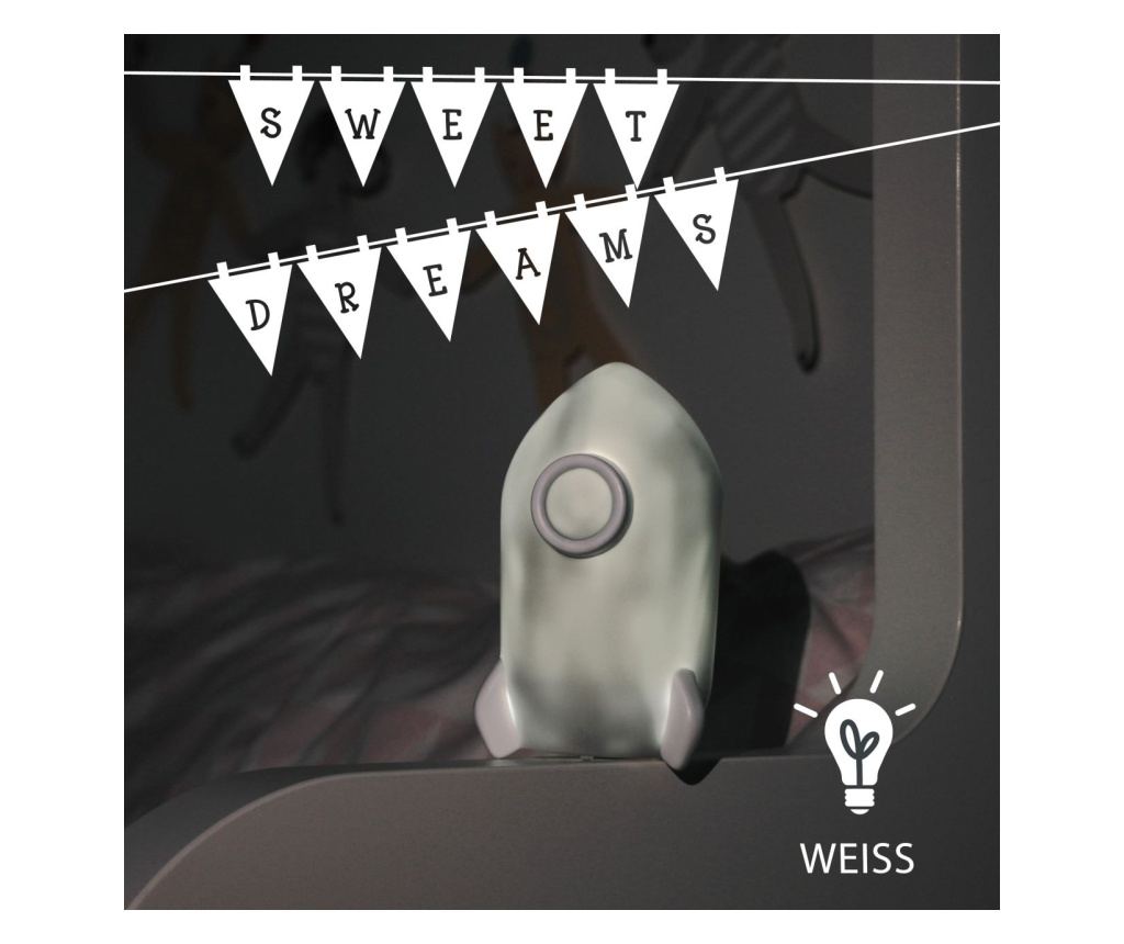 LED noćno svjetlo s timerom, oblik rakete, sivo, Lumilu Sweet Dreams Rocket, Reer 52271 - 3