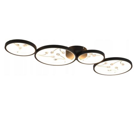 LED ceiling light TRIO Groovy, 37W, 3000K, 4600lm, black/gold, 95 x 6 x 40 cm