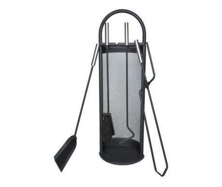OEM PremiumLux MCTH-9117 5 az 1-ben kandalló tartozék készlet, rozsdamentes acél matt felülettel, 22x66 cm, fekete