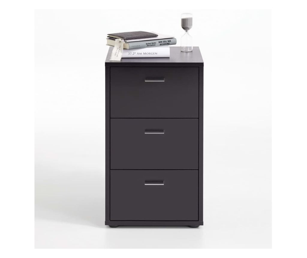 FMD Stolik nocny z 3 szufladami, czarny - 2