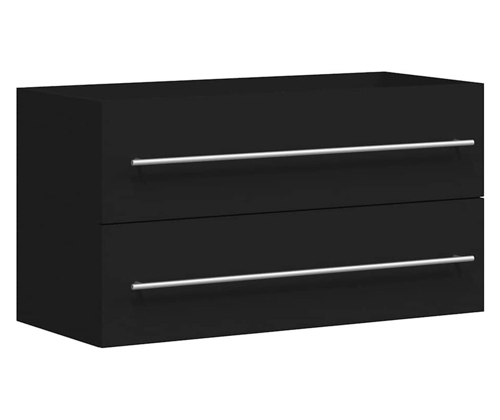 Frdszobaszekrny tkrrel, fekete, feldolgozott fa - 2