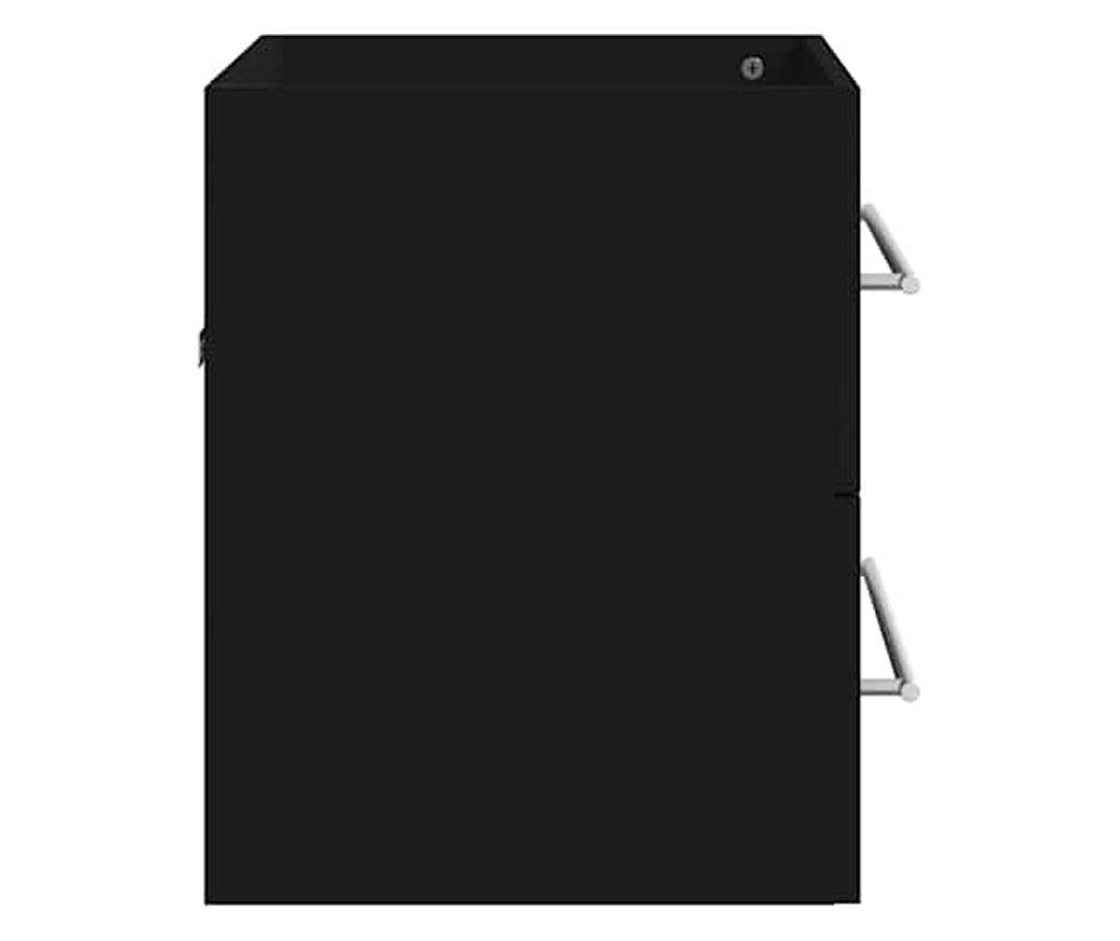 Frdszobaszekrny tkrrel, fekete, feldolgozott fa - 6