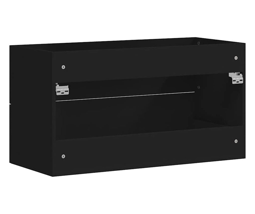 Frdszobaszekrny tkrrel, fekete, feldolgozott fa - 7