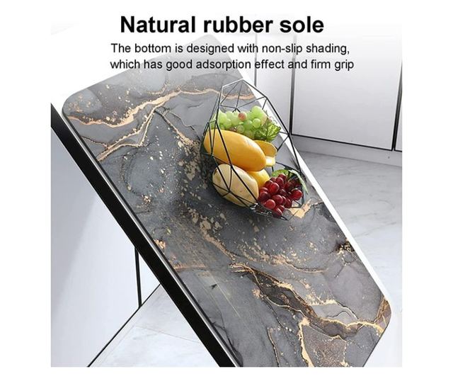 Covoras pentru baie ultra absorbant, anti-alunecare, material Diaton, Model Luxury Marmura , 40 x 60 cm, Gri Inchis