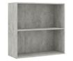 Bibliotecă cu 2 rafturi, gri beton, 80 x 30 x 76,5 cm, PAL