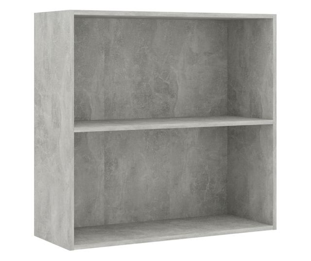 Bibliotecă cu 2 rafturi, gri beton, 80 x 30 x 76,5 cm, PAL