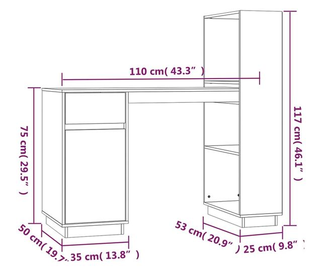 Stol, 110x53x117 cm, masivno drvo bora