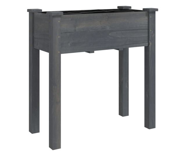 Žardinjera s oblogom, siva, 71x37x76 cm, masivno drvo jele