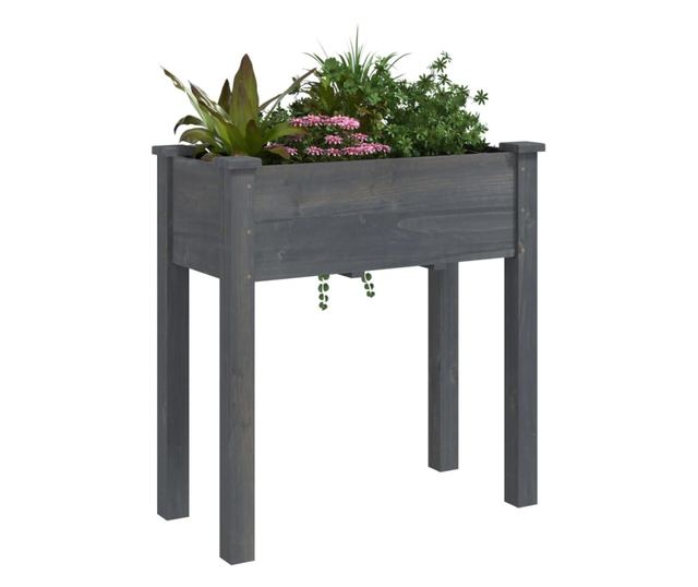 Žardinjera s oblogom, siva, 71x37x76 cm, masivno drvo jele