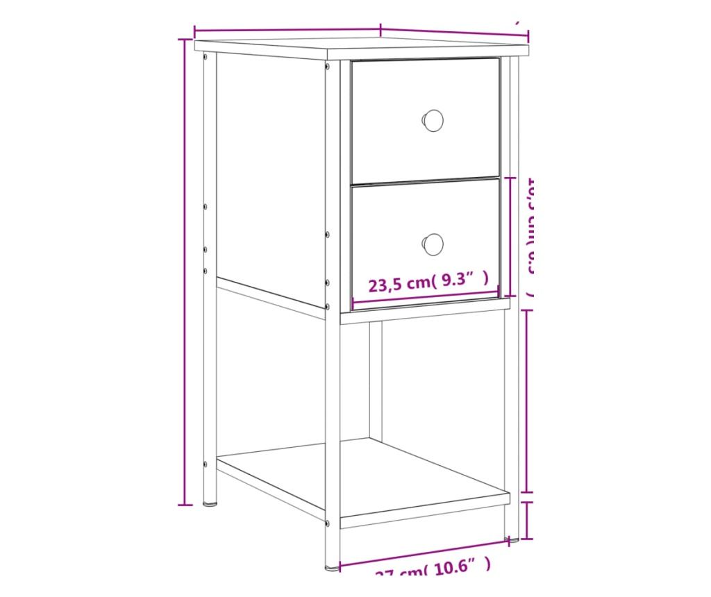 Noćni ormarići, 2 kom., crna, 32x42x70 cm, kompozitno drvo - 12