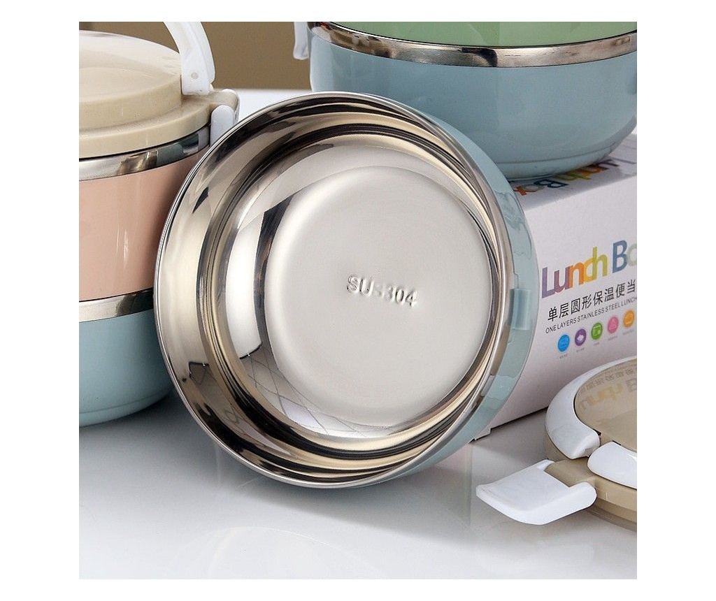 Set caserole alimentare, lunch box cu 2 recipiente din oțel inoxidabil, capacitate 1400 ml, prevăzut cu mâner și valvă de aerisi - 7