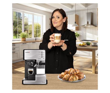 Espressor Manual cu Lapte, Prima Latte, Argintiu, Breville