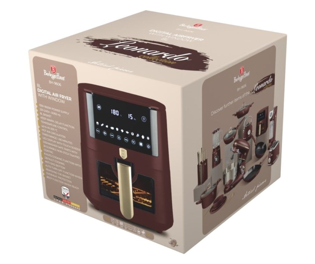 Friteuza cu aer cald, airfryer 8 L, fereastra vizibila Leonardo Collection Berlinger Haus BH 9606, cos mare - 3