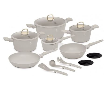 Set lonaca i tava s poklopcima 15 dijelova Sahara Collection Berlinger Haus BH 8081, krem, neprianjajući premaz, lako se čisti,
