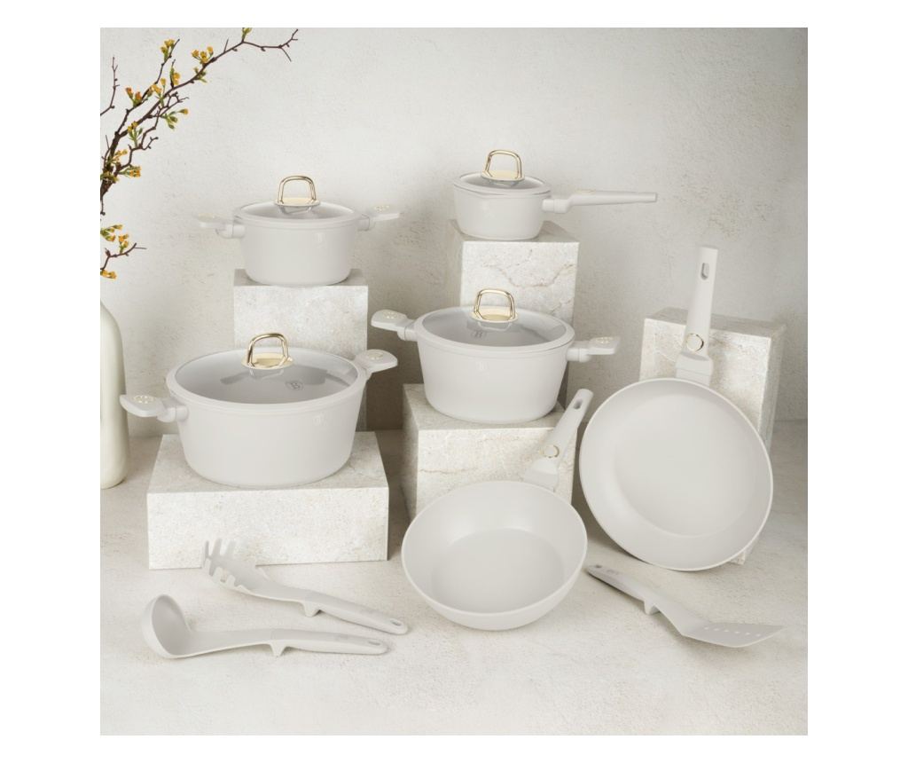 Komplet loncev in ponev s pokrovi 15 kosov Sahara Collection Berlinger Haus BH 8081, krem, nelepljivo, enostavno čiščenje, induk - 7