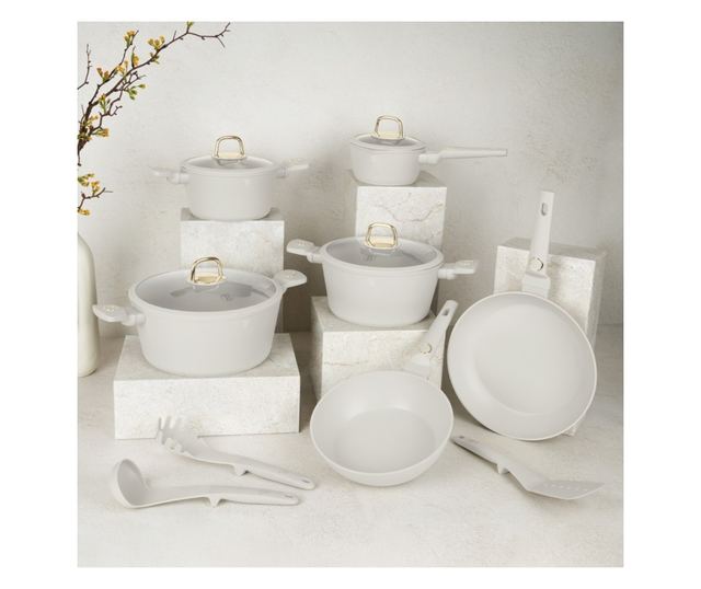 Set lonaca i tava s poklopcima 15 dijelova Sahara Collection Berlinger Haus BH 8081, krem, neprianjajući premaz, lako se čisti,