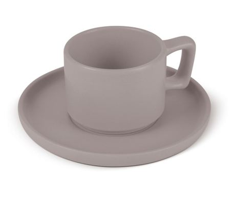 Komplet 4 skodelic s krožniki Taupe Berlinger Haus BH 10016, keramika, siva