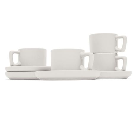 Komplet 4 skodelic in krožnikov za espresso Sahara Berlinger Haus BH 10015, keramika, krem