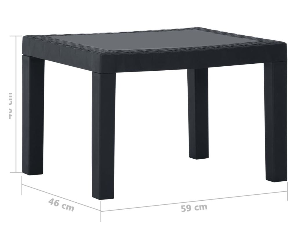 Set vrtnega pohištva s blazinami, 3 kosi, siva, plastika - 12