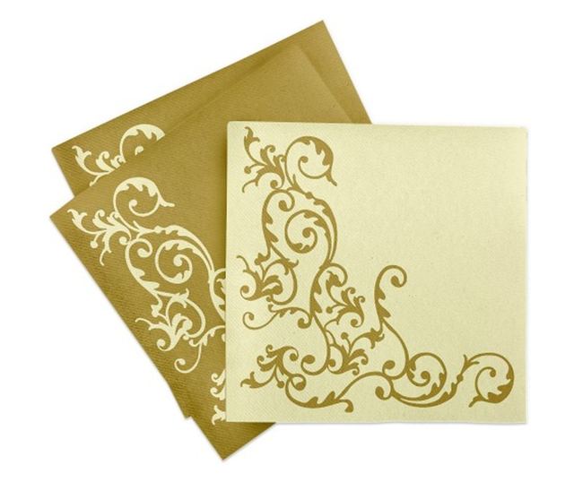 Празнични салфетки Linclass - Pomp (Gold-Cream) / 40 х 40 см / 50 бр.