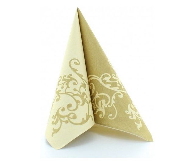 Празнични салфетки Linclass - Pomp (Gold-Cream) / 40 х 40 см / 50 бр.
