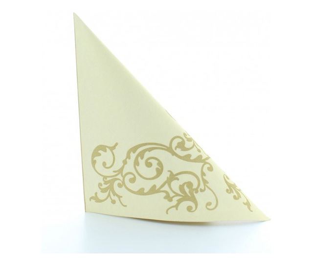 Празнични салфетки Linclass - Pomp (Gold-Cream) / 40 х 40 см / 50 бр.