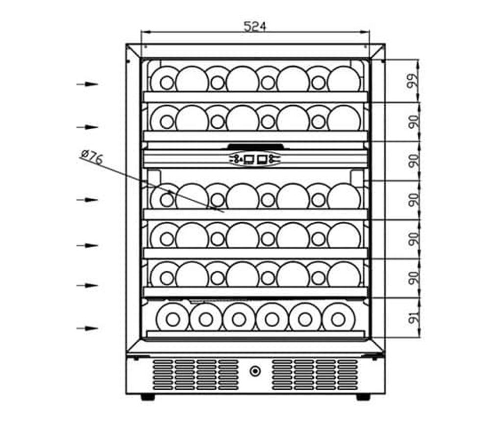 Racitor de vinuri incorporabil, Dual Zone, 46 sticle, TEFCOLD, TFW200-2S, inox - 6