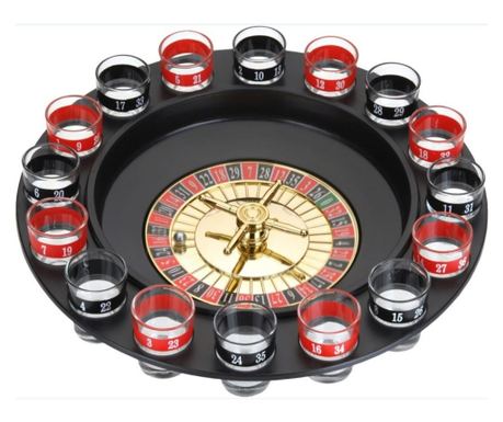 Set 16 pahare shot Kiváló háztartási eszközök, sticla/polipropilena, 30 cm, negru/rosu