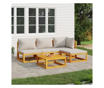 Kertbtor szett, vilgosszrke prnk, 5 rszes, tmrfa