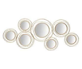 Decoratiune de perete cu oglinzi aurii rotunde cm 124,5x4x53,5