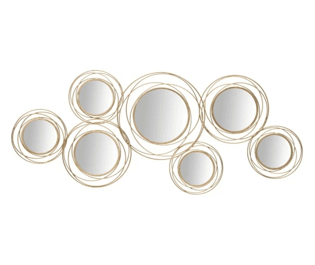 Decoratiune de perete cu oglinzi aurii rotunde cm 124,5x4x53,5
