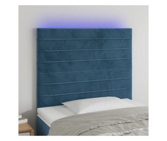 Krevetna ploča s LED svjetlom, tamnoplava, 100x5x118/128cm, baršun