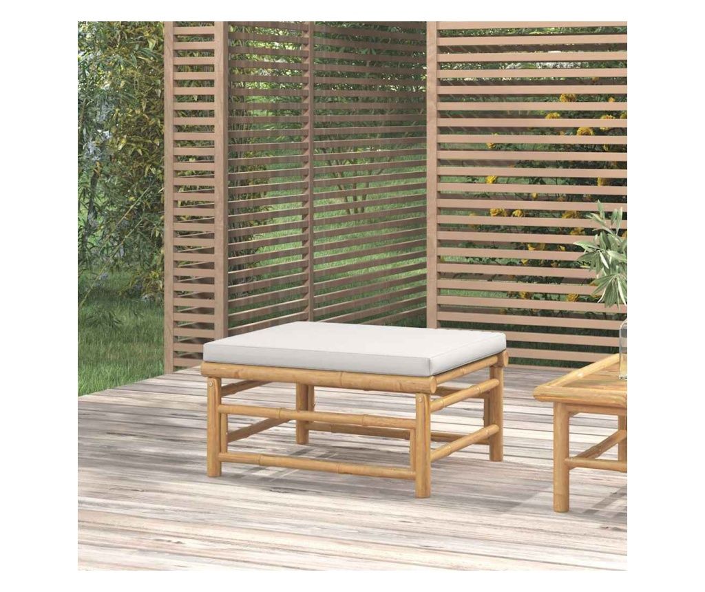 Vrtna klupa, svijetlosiva jastuk, bambus