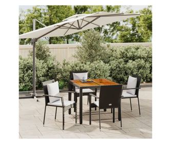 Vrtni namještaj s jastucima, 5 dijelova, crna, poliratan