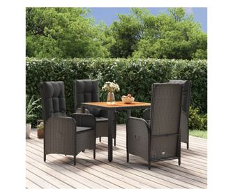 Vrtni set namještaja s jastucima, 5 dijelova, crni, poliratan