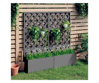 Žardinjere s rešetkom, 2 kom., siva, 65x33x135 cm, WPC