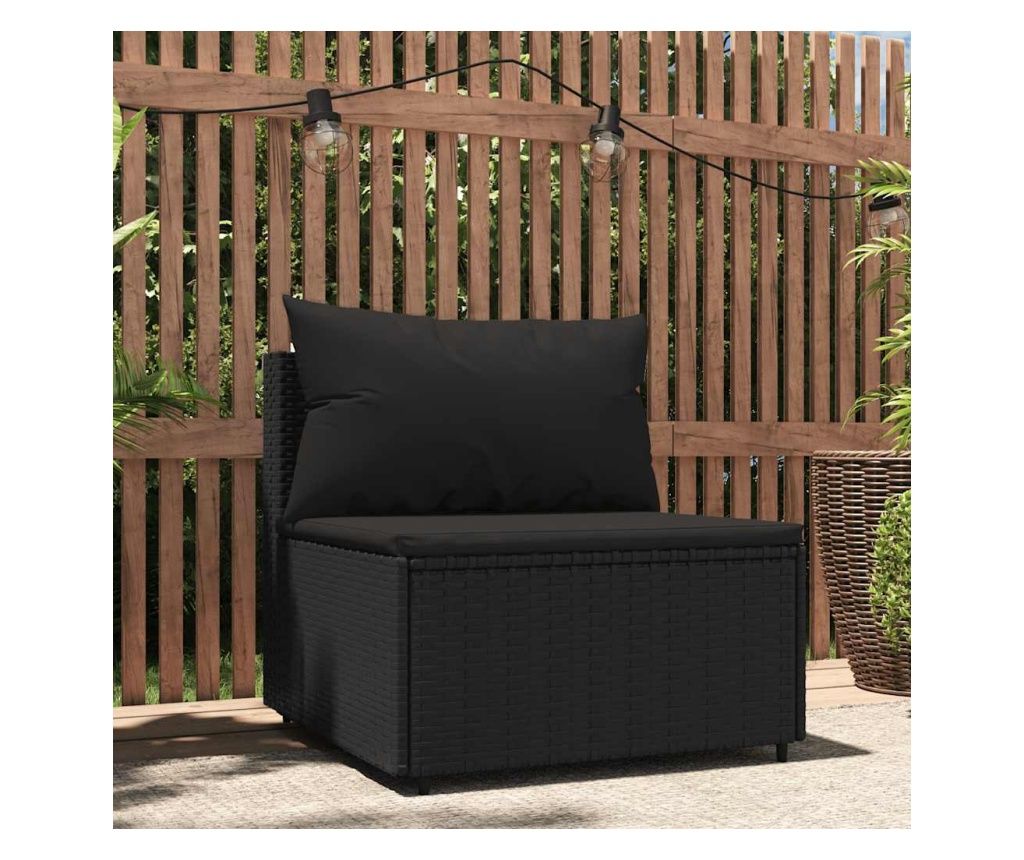 Kerti prna kzps kanap, fekete, polirattan