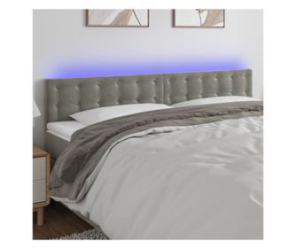Κεφαλάρι κρεβατιού LED, Ανοιχτό Γκρι, 160x5x78/88 εκ., Βελούδο