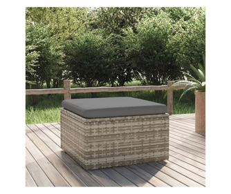 Vrtna tabure s jastukom, siva, 55x55x30 cm, poliratan