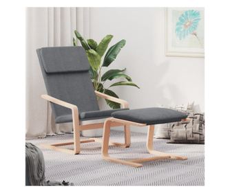 Sedežna garnitura za sprostitev s taburejem, svetlo siva, tekstil