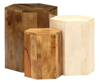 Set stolića za kavu, 3 komada, masivno drvo manga