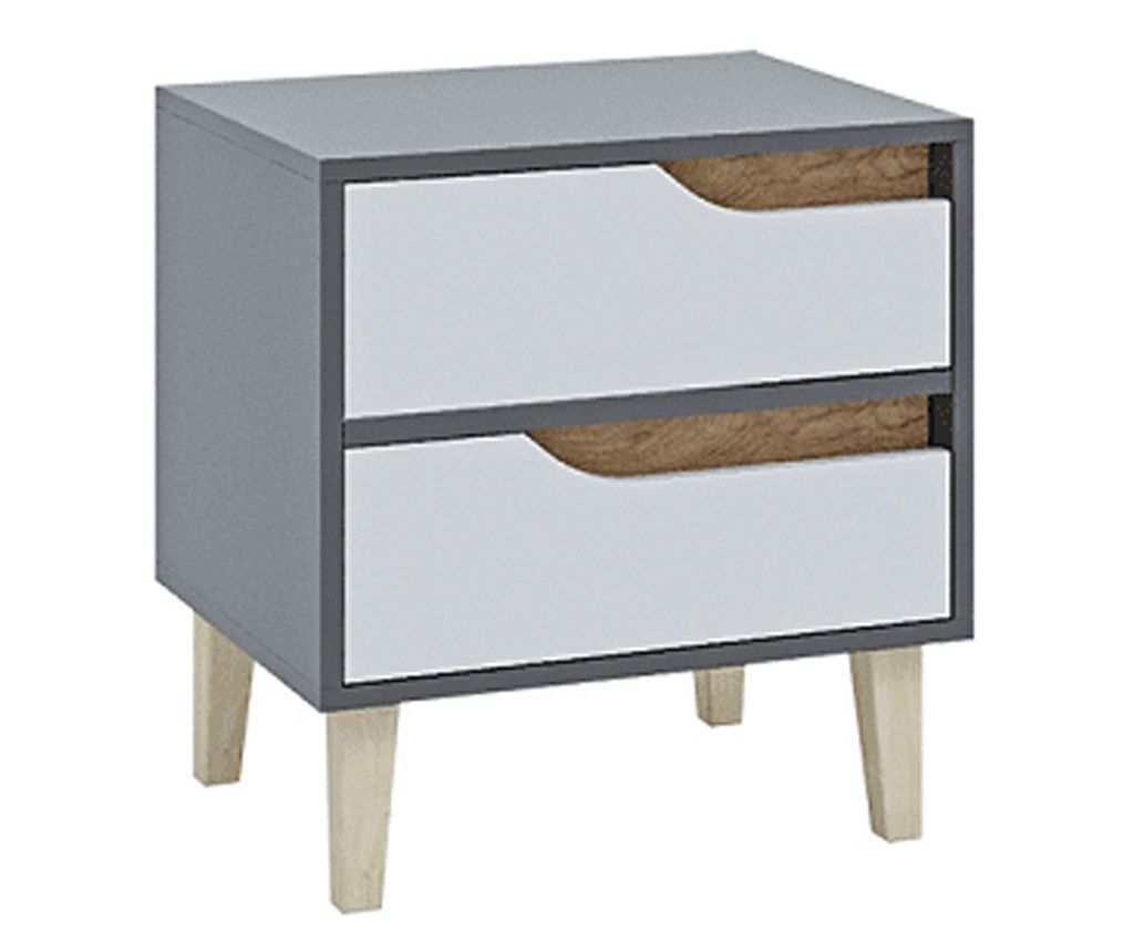 Noptiera cu 2 sertare, Sani Wood, 50 x 40 x 53 cm