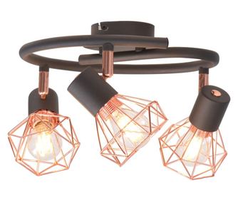 Luster s 3 žarulje E14, crna i bakrena