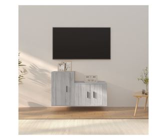 Set dulapuri TV, 2 piese, gri sonoma, lemn prelucrat