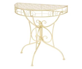 Bočni stol vintage stil polukružni metal 72x36x74 cm zlatni
