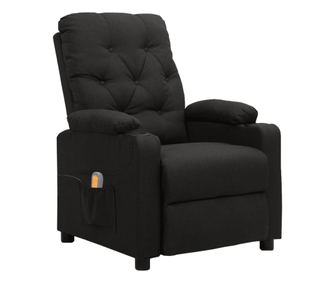 Naslonjač za masažu s nagibom, crni, tekstilni materijal