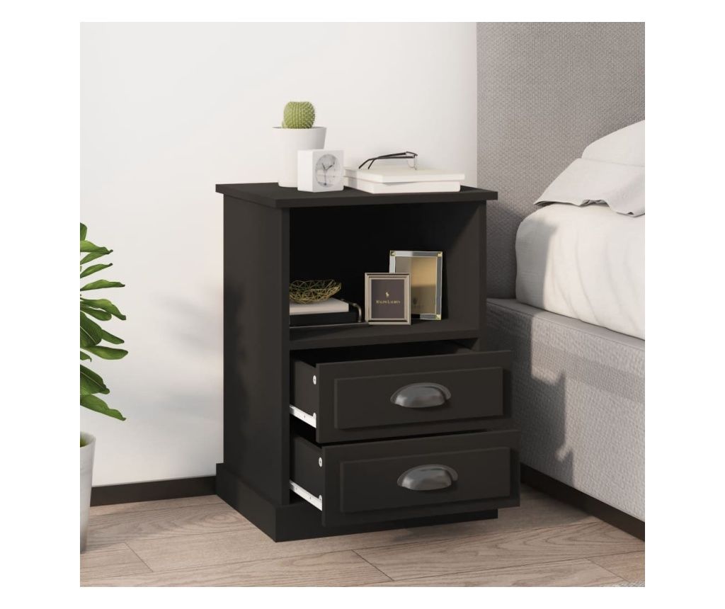 Noptiere, 2 buc., negru, 43x36x60 cm